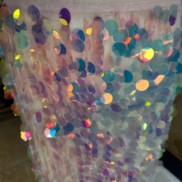 MISSGUIDED Y2K Futuristic Sequin Side Slit Maxi Skirt - Picture 5 of 5